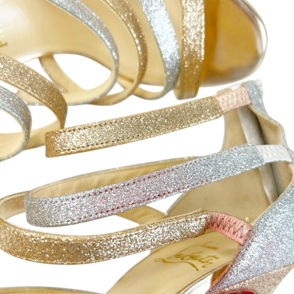 CHRISTIAN LOUBOUTIN Mariniere Glitter Strappy Heeled Sandals - Picture 13 of 13